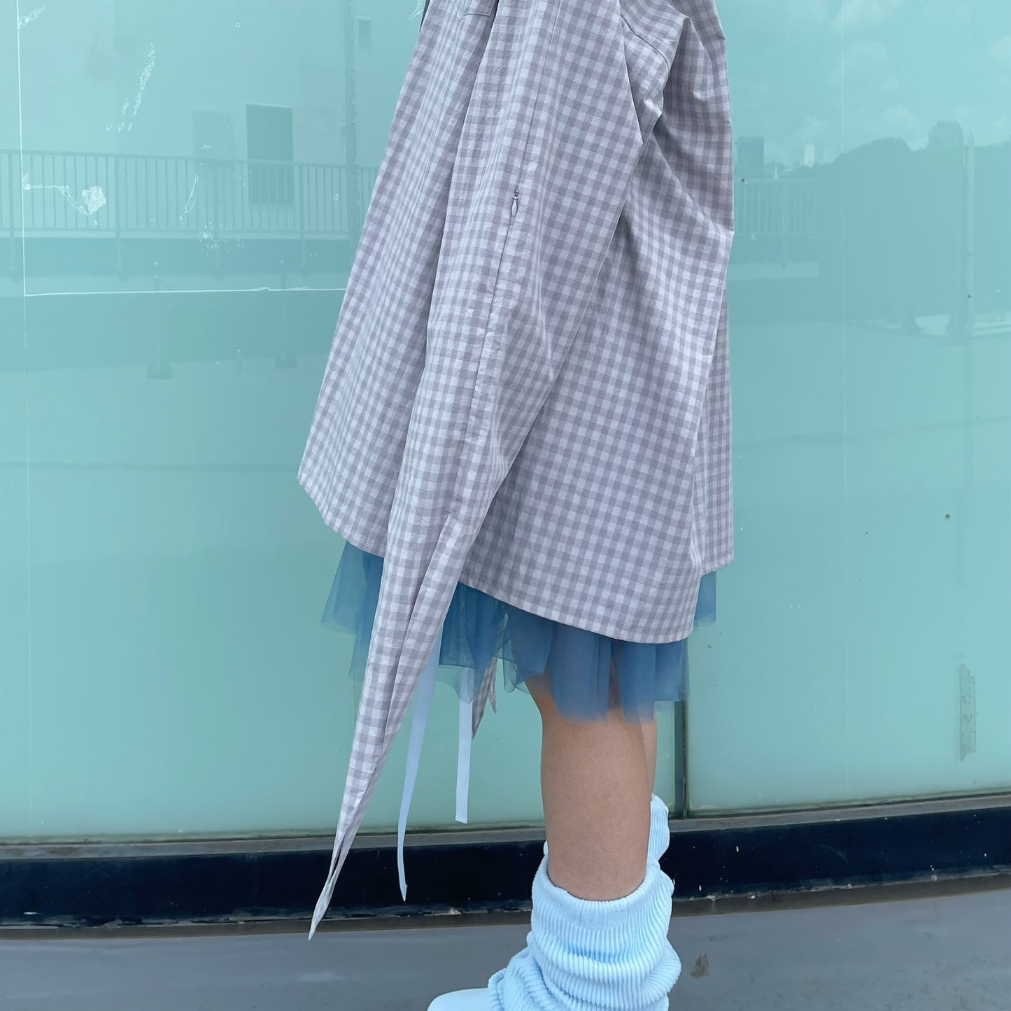 RIBBON SHIRT USAGI DAMA / GREY CHECK / チェックリボンシャツ