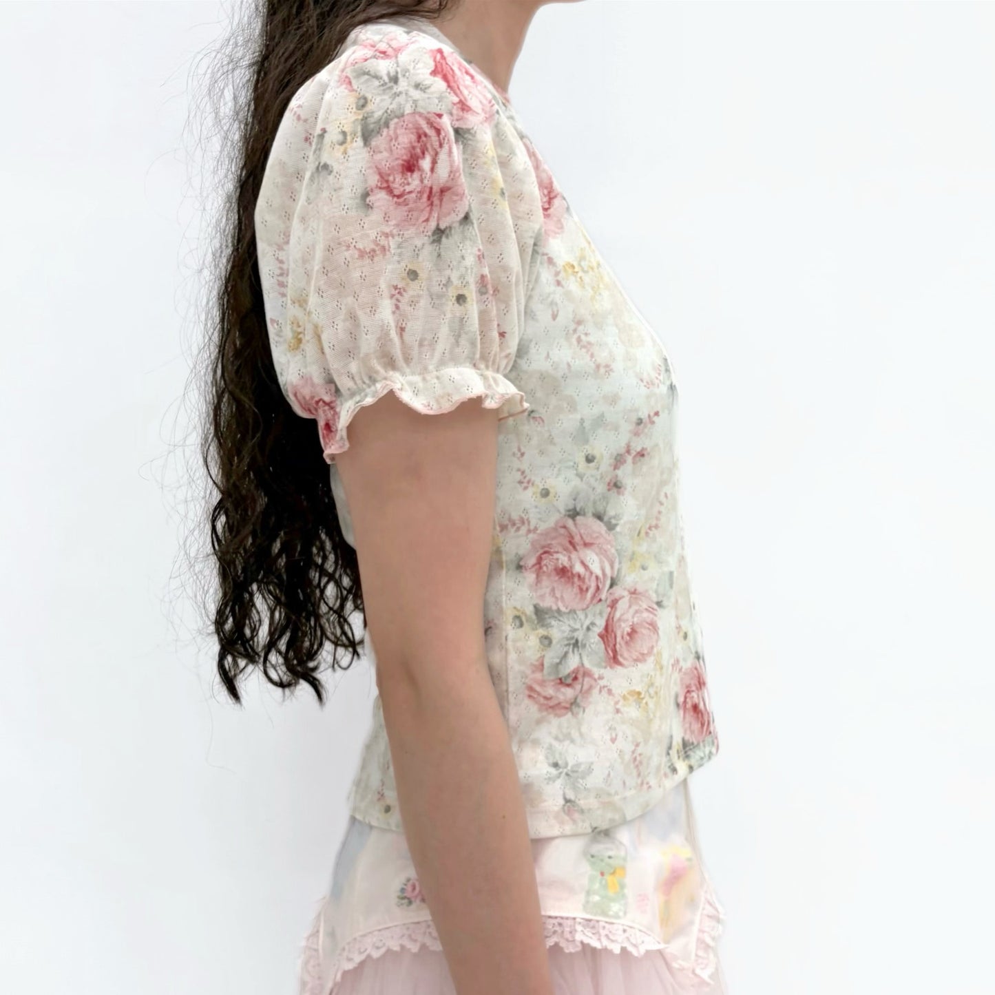 Lilou Puff Sleeves T-shirts / Rose / パフスリーブTシャツ
