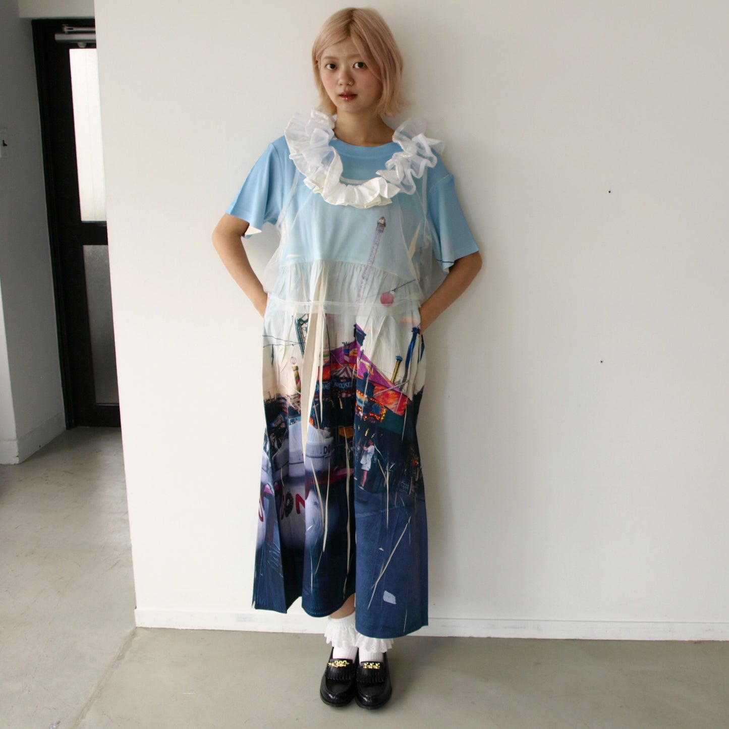 【SHEEP LIMITED】DIRECT PRINT RIB ONE-PIECE / AMUSEMENT PARK / ダイレクトプリントリブワンピース