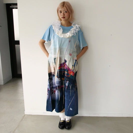 【SHEEP LIMITED】DIRECT PRINT RIB ONE-PIECE / AMUSEMENT PARK / ダイレクトプリントリブワンピース