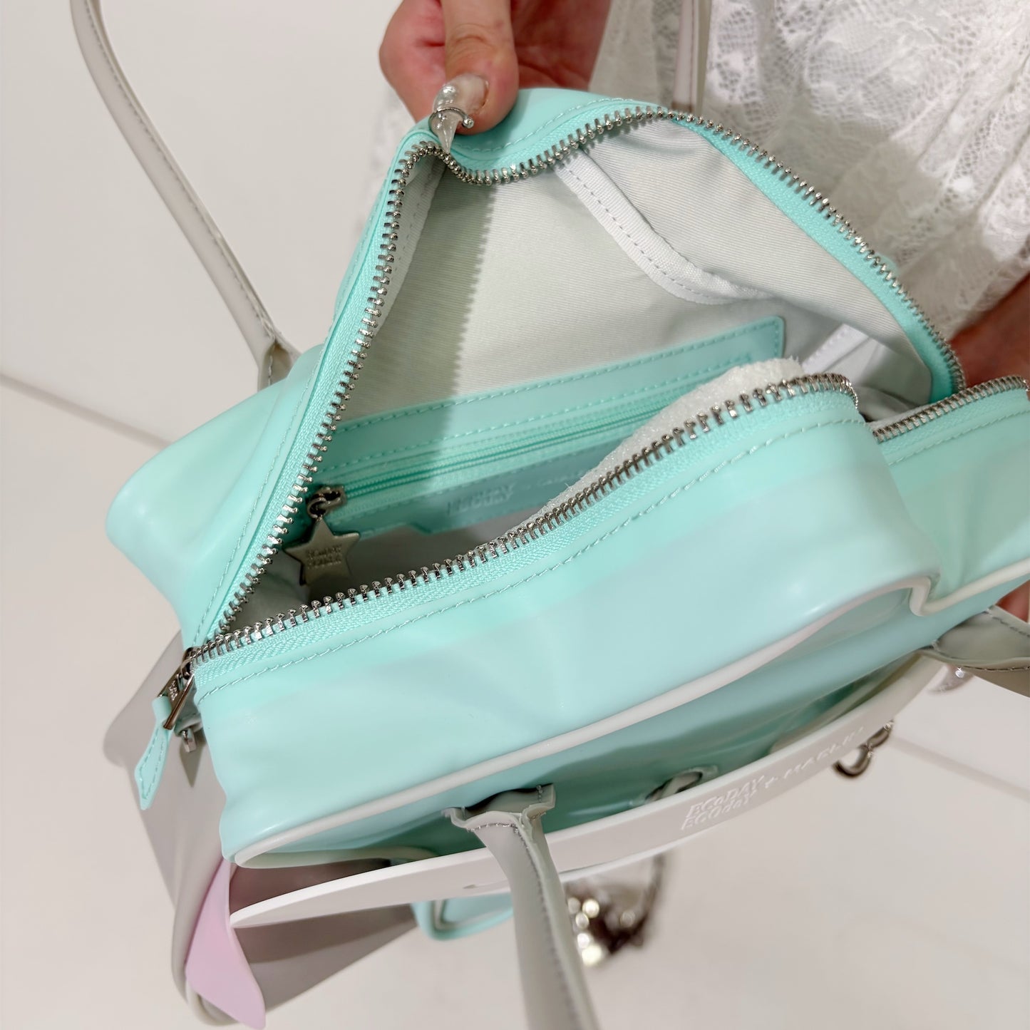 Star hair clip shoulder bag / Grey Mint / スターヘアクリップバッグ