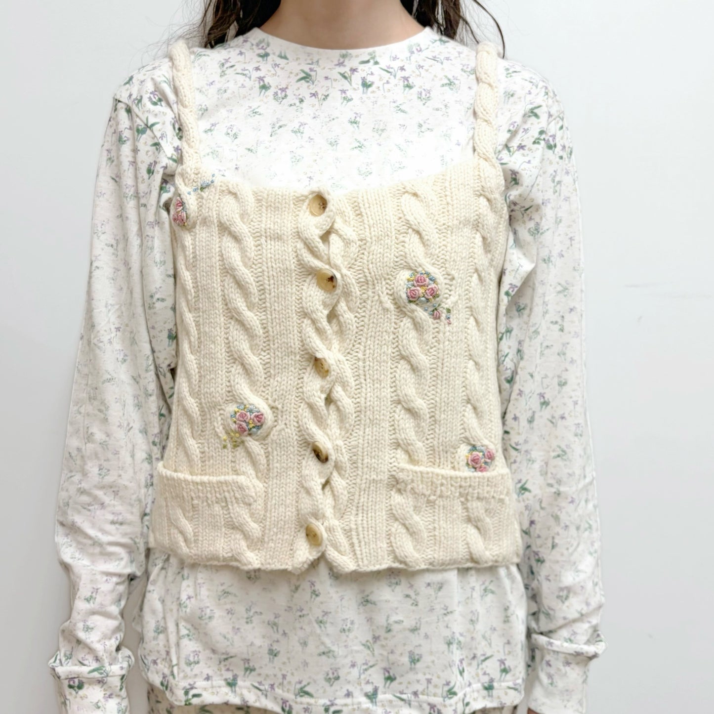 blooming cable camisole / white / ブルーミングケーブルキャミソール