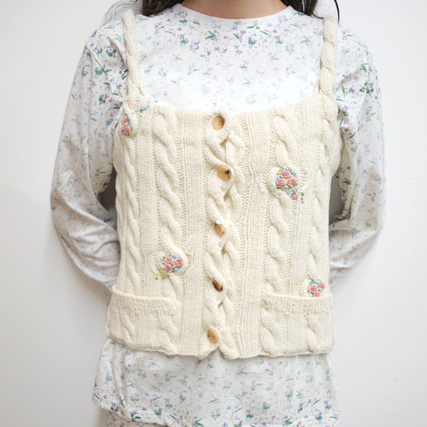 blooming cable camisole / white / ブルーミングケーブルキャミソール