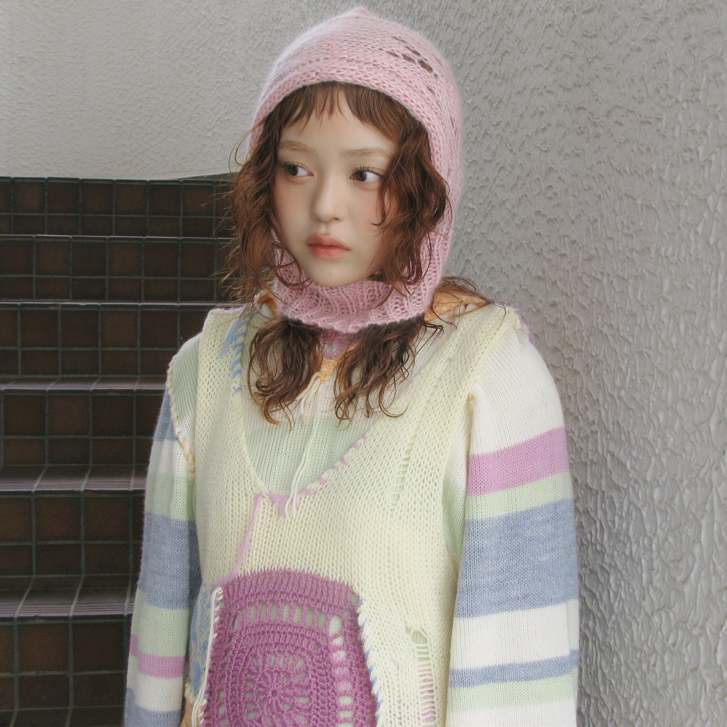 knit patchwork vest / Mix / ニットパッチワークベスト