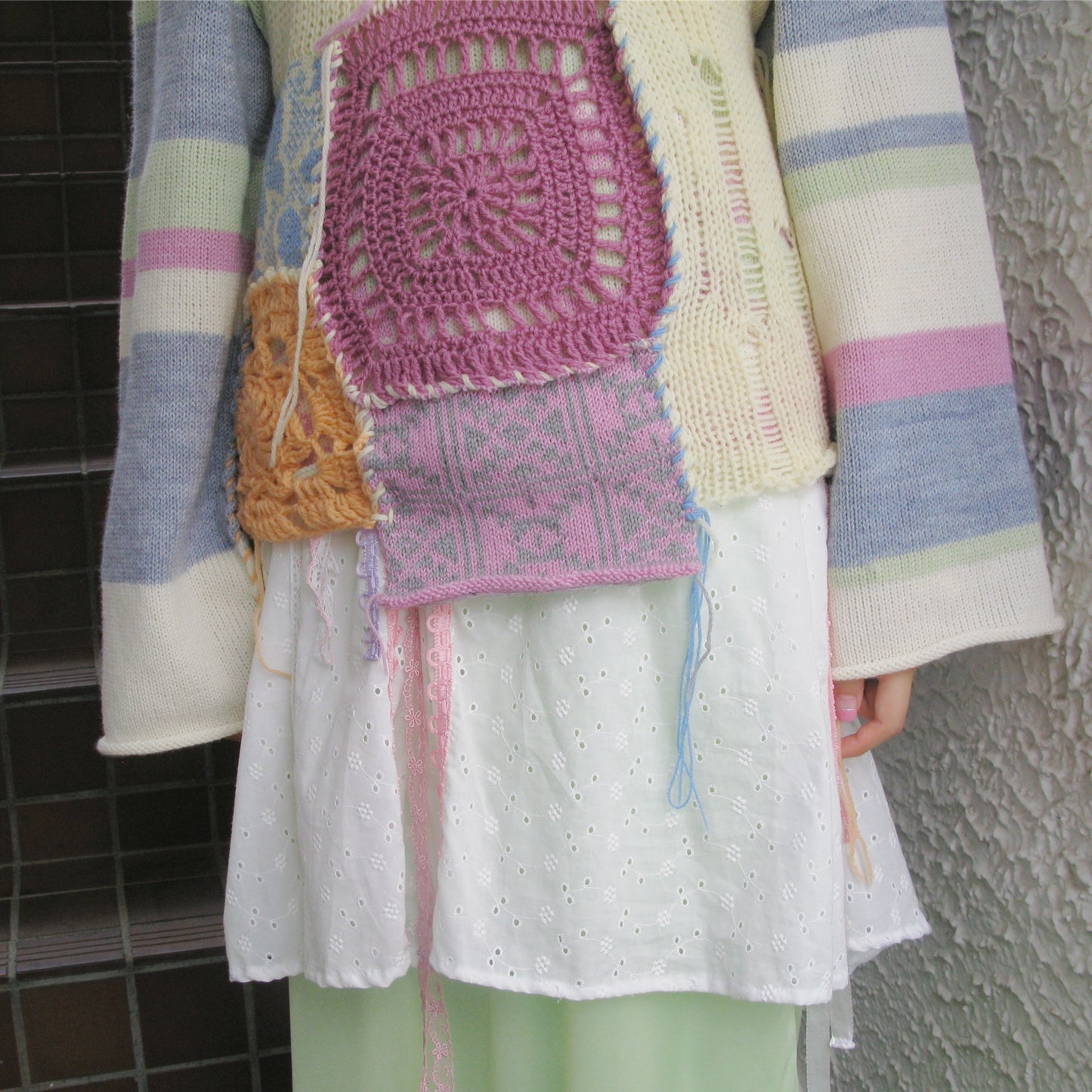 knit patchwork vest / Mix / ニットパッチワークベスト