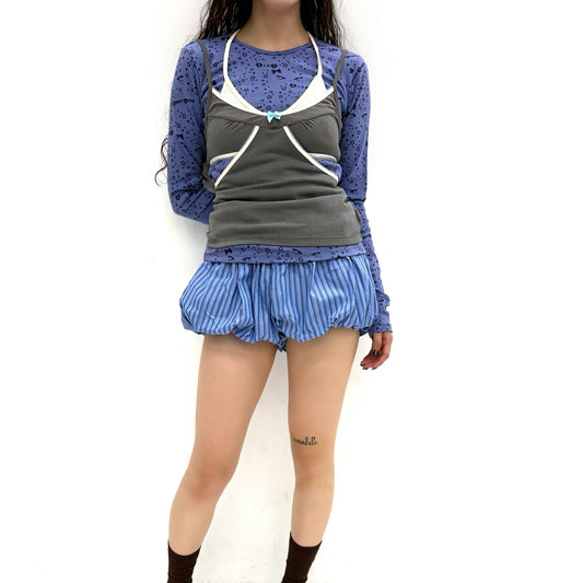 [fa.er.ie] cotton volume shorts / stripe / バルーンショーツ