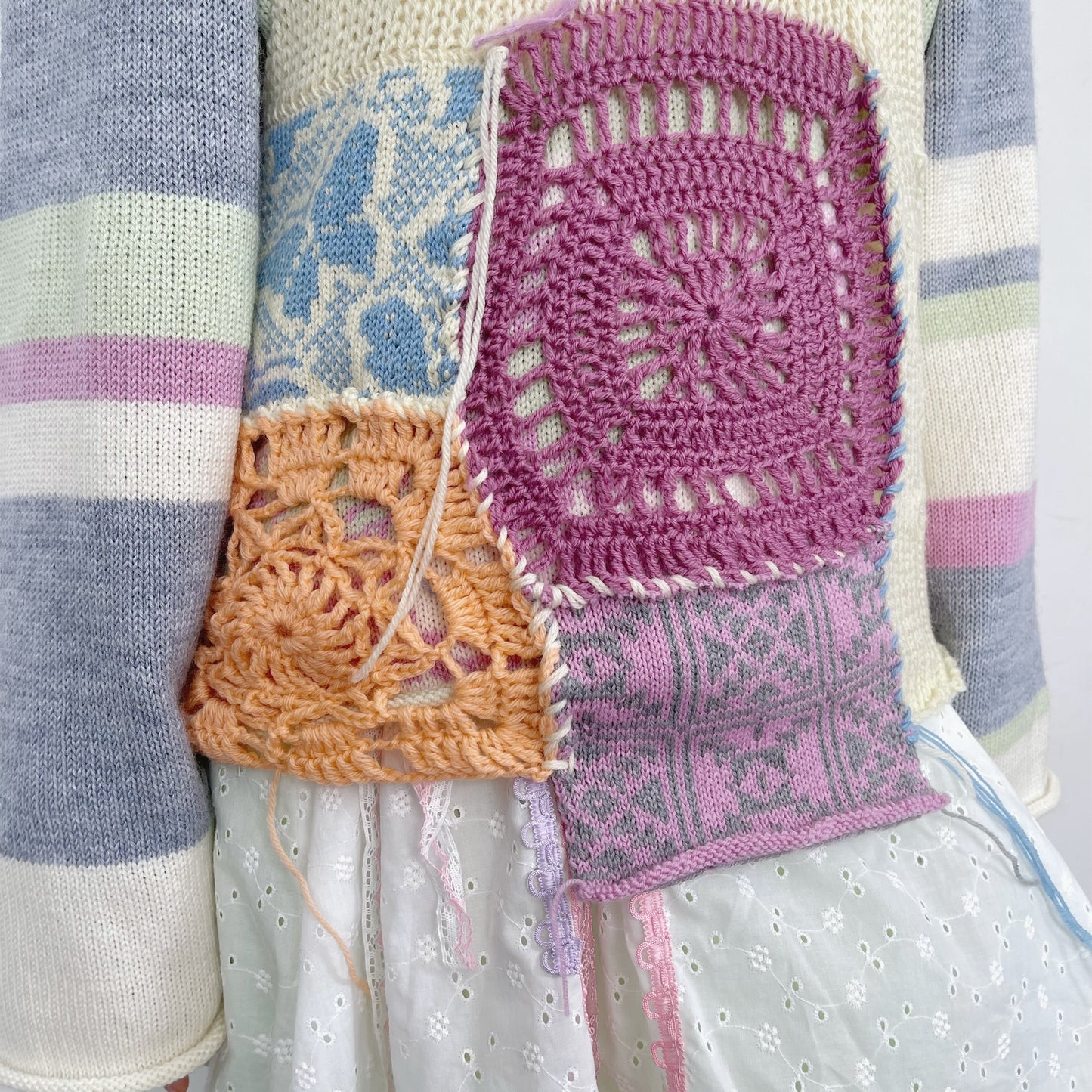 knit patchwork vest / Mix / ニットパッチワークベスト