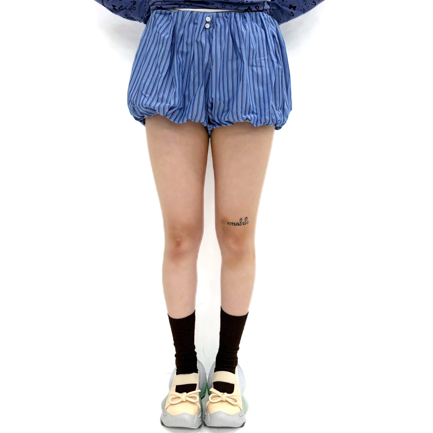[fa.er.ie] cotton volume shorts / stripe / バルーンショーツ