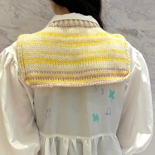 wool knit top / yellow x pink / ウールニット 前掛け