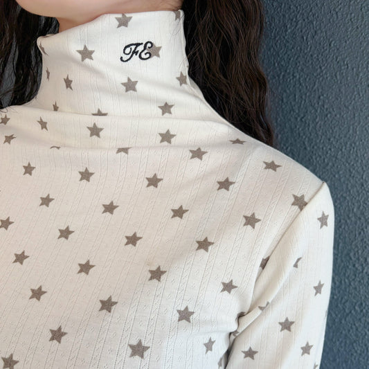 [F.E.E.S] star eyelet turtleneck / cream / スタータートルネックトップ