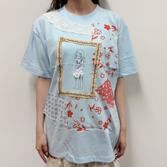 Megumi Okubo doll tshirts / Blue E / 大久保惠コラボレーションTシャツ