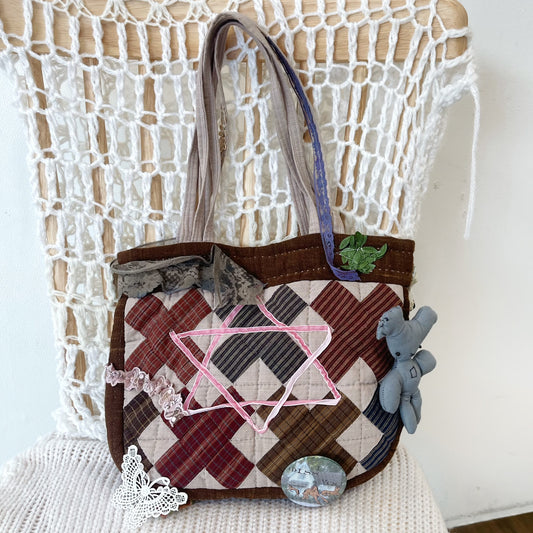 Patch work Bag+ / Brown / パッチワークトートバッグ
