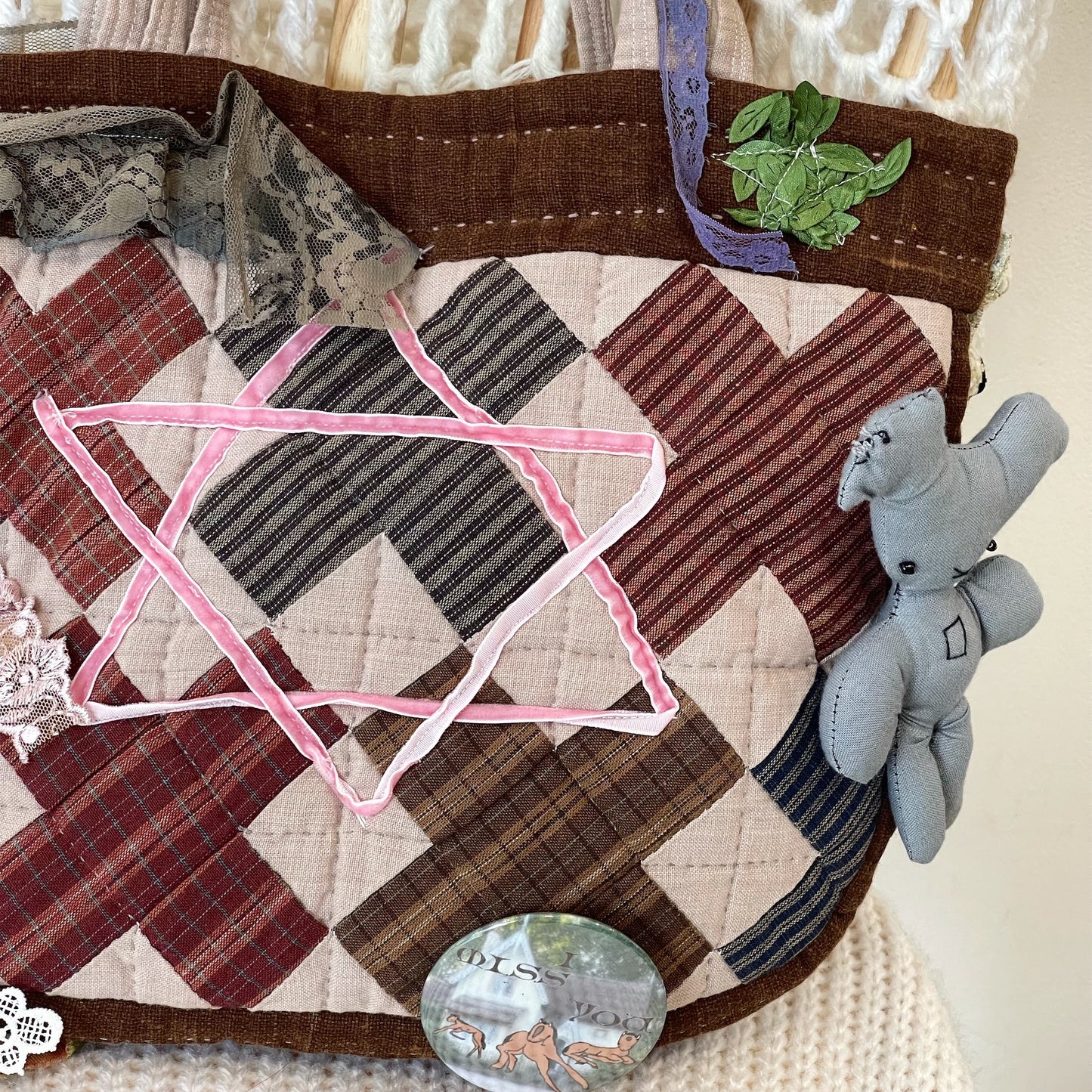 Patch work Bag+ / Brown / パッチワークトートバッグ