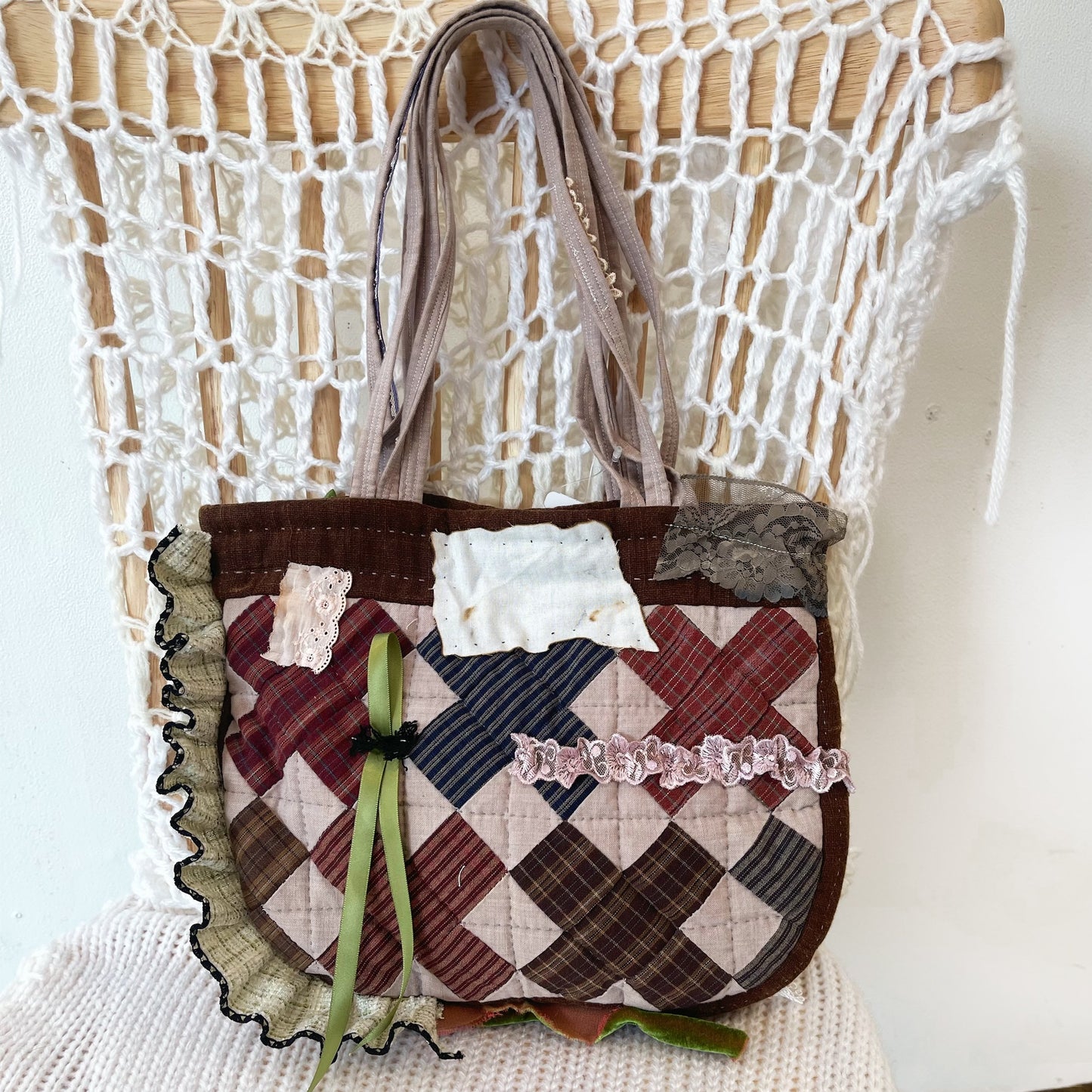 Patch work Bag+ / Brown / パッチワークトートバッグ