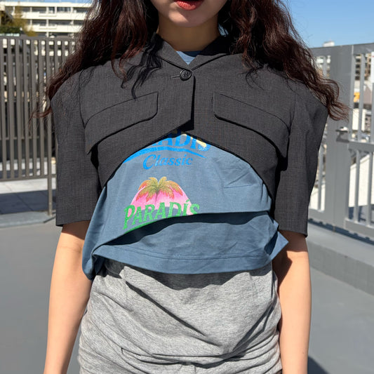 THE OFFICE JACKET / GRAY / ショート丈ジャケット