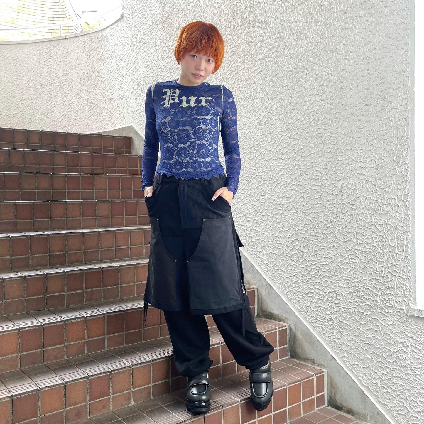 SUIT RECONSTRUCTED DOCKING PANTS / BLACK / スーツドッキングスウェットパンツ