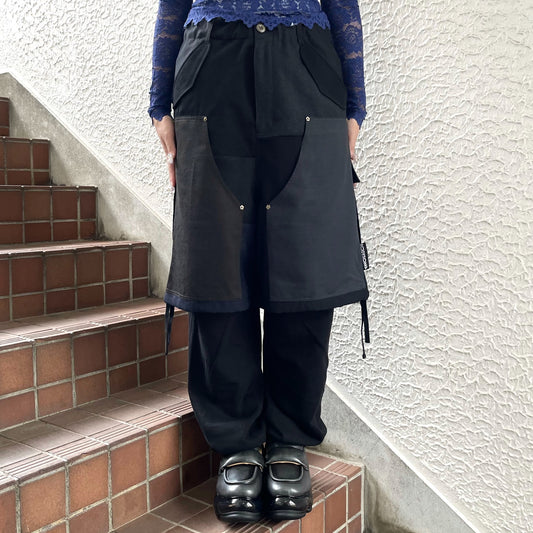 SUIT RECONSTRUCTED DOCKING PANTS / BLACK / スーツドッキングスウェットパンツ