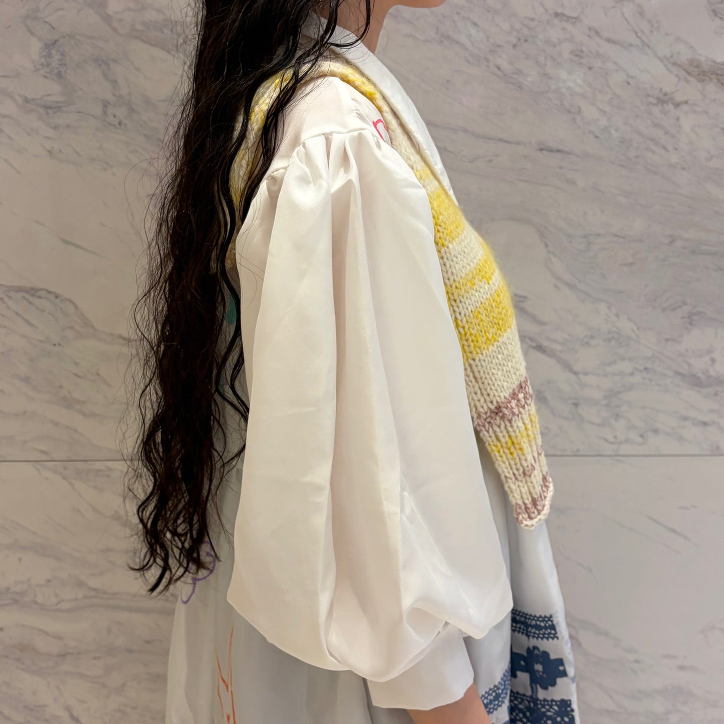 wool knit top / yellow x pink / ウールニット 前掛け
