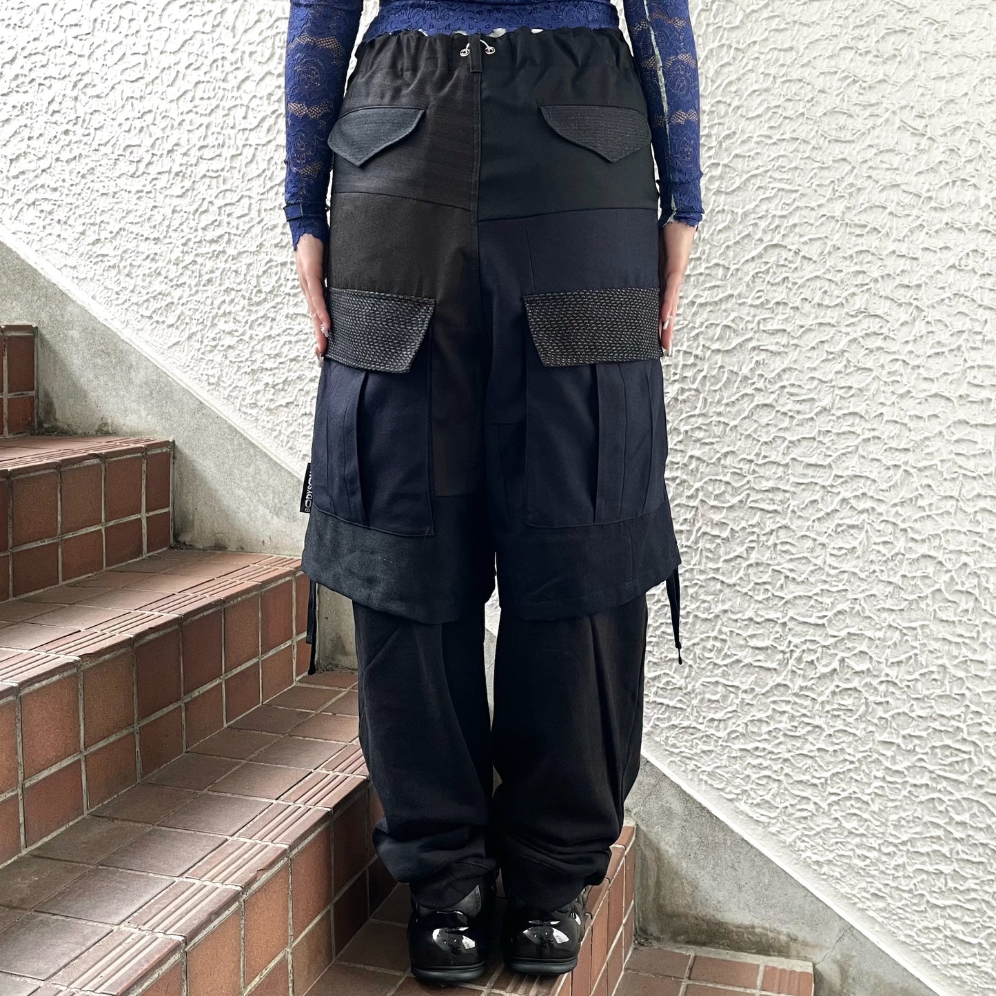 SUIT RECONSTRUCTED DOCKING PANTS / BLACK / スーツドッキングスウェットパンツ