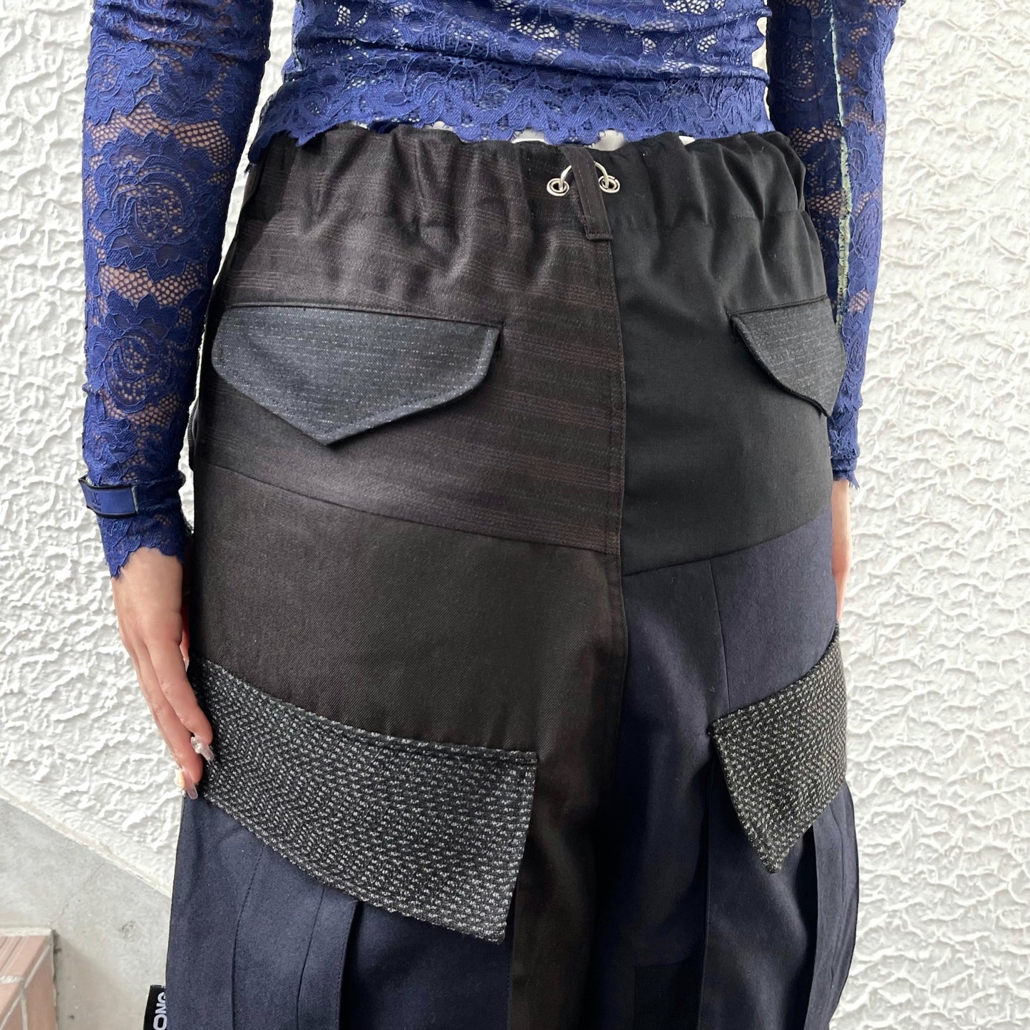 SUIT RECONSTRUCTED DOCKING PANTS / BLACK / スーツドッキングスウェットパンツ