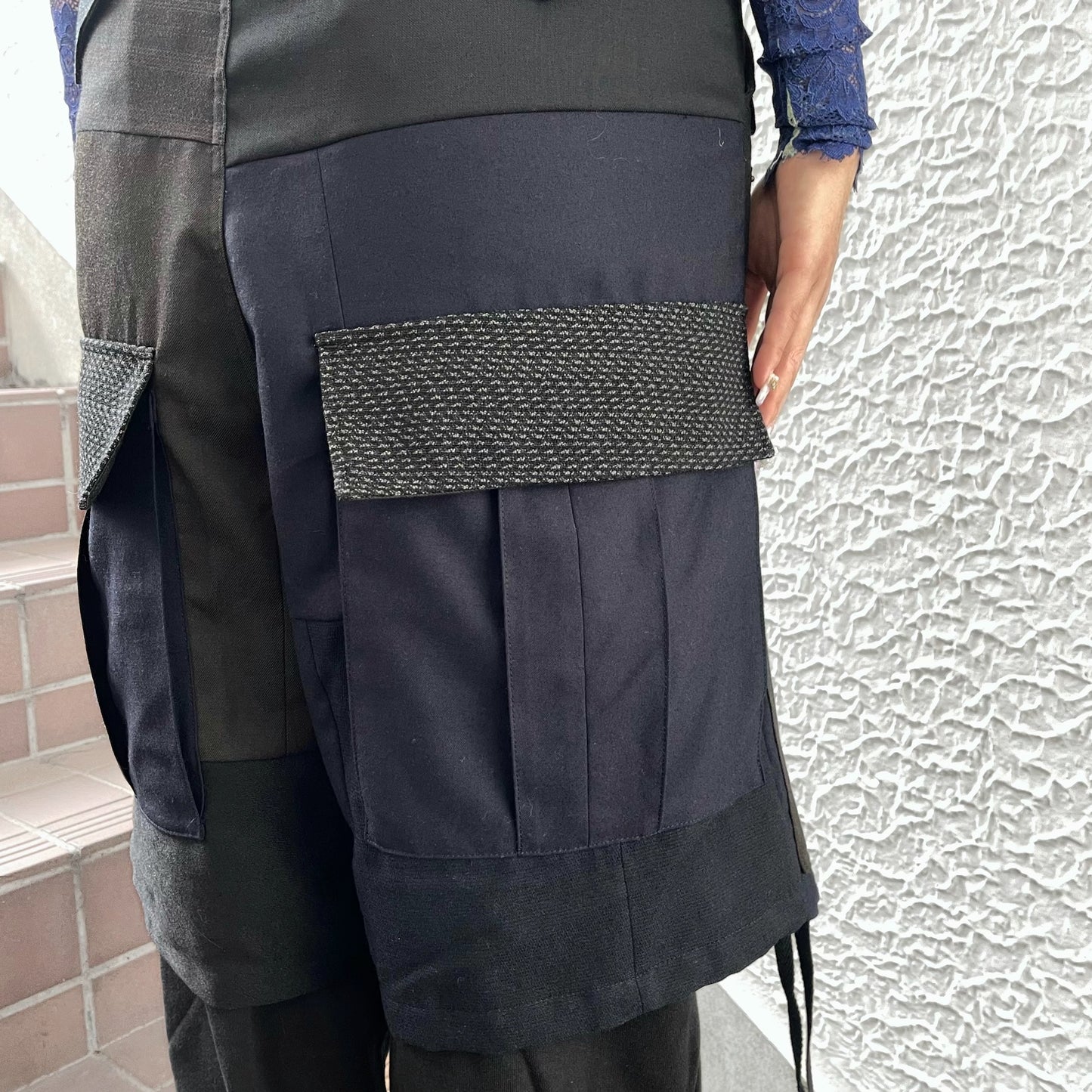 SUIT RECONSTRUCTED DOCKING PANTS / BLACK / スーツドッキングスウェットパンツ