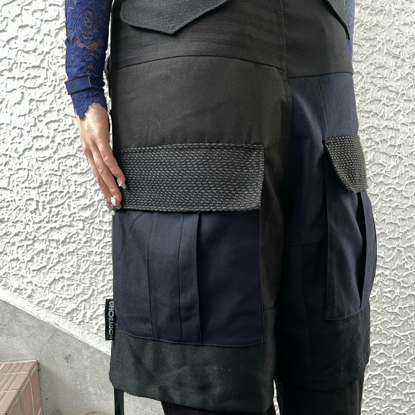 SUIT RECONSTRUCTED DOCKING PANTS / BLACK / スーツドッキングスウェットパンツ