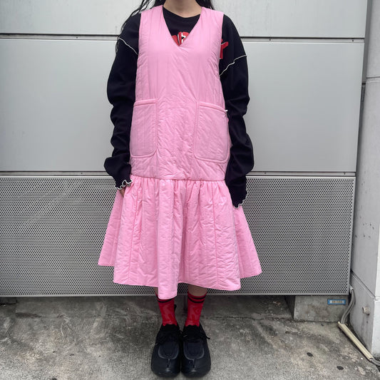 REVERSIBLE QUILTING ONE-PIECE / PINK × GRAY / リバーシブルキルティングワンピース