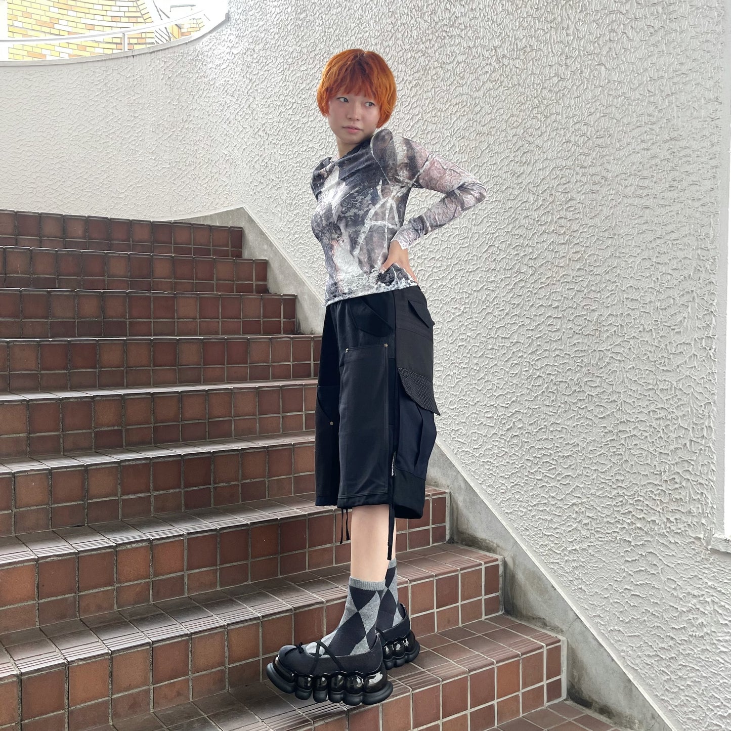 SUIT RECONSTRUCTED DOCKING PANTS / BLACK / スーツドッキングスウェットパンツ