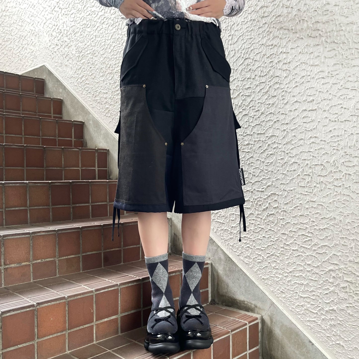 SUIT RECONSTRUCTED DOCKING PANTS / BLACK / スーツドッキングスウェットパンツ