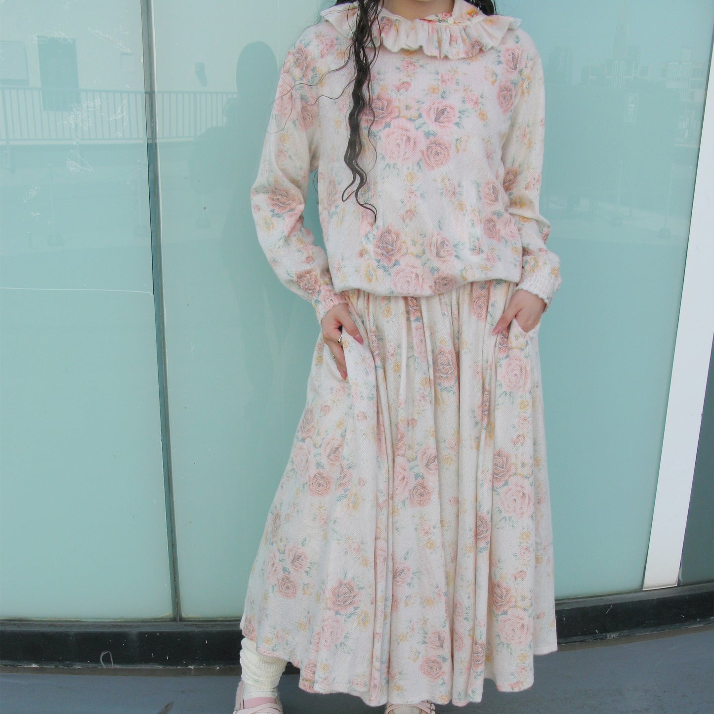 WORN FLORAL DRESS / WORN FLORAL / フラワーパターンドレス