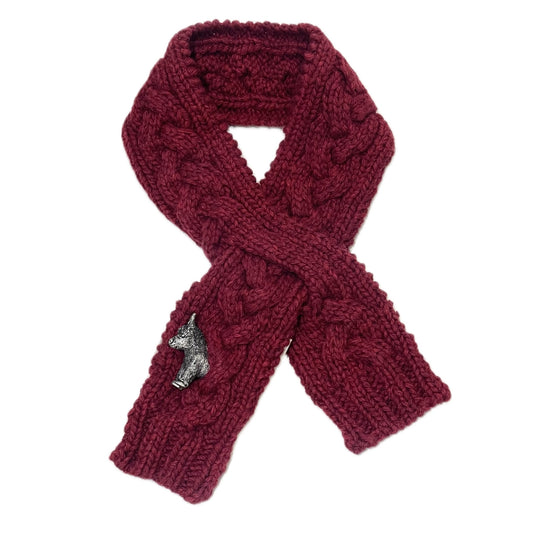 Worry scarf / burgundy / ロバパーツケーブルマフラー