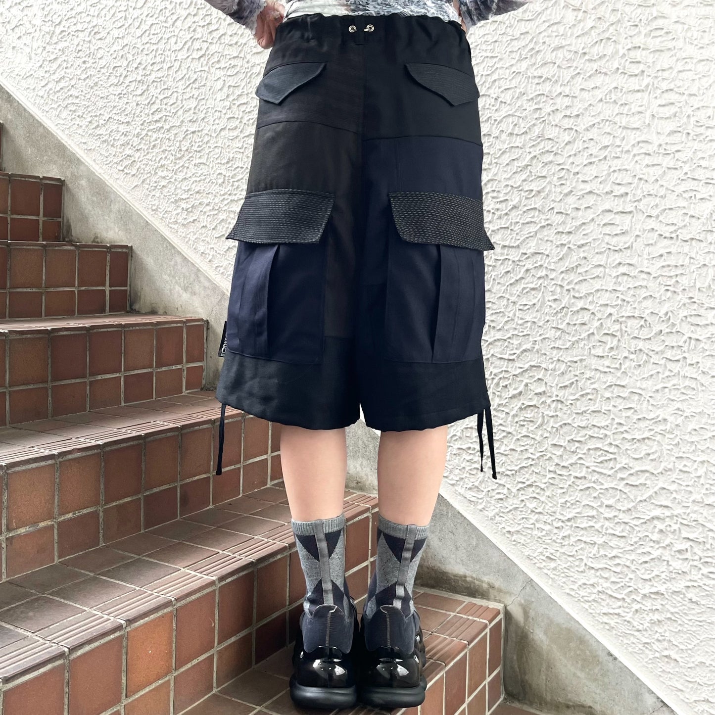 SUIT RECONSTRUCTED DOCKING PANTS / BLACK / スーツドッキングスウェットパンツ
