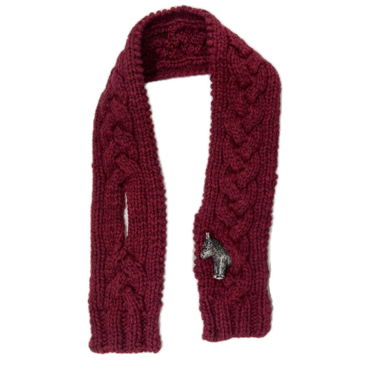Worry scarf / burgundy / ロバパーツケーブルマフラー