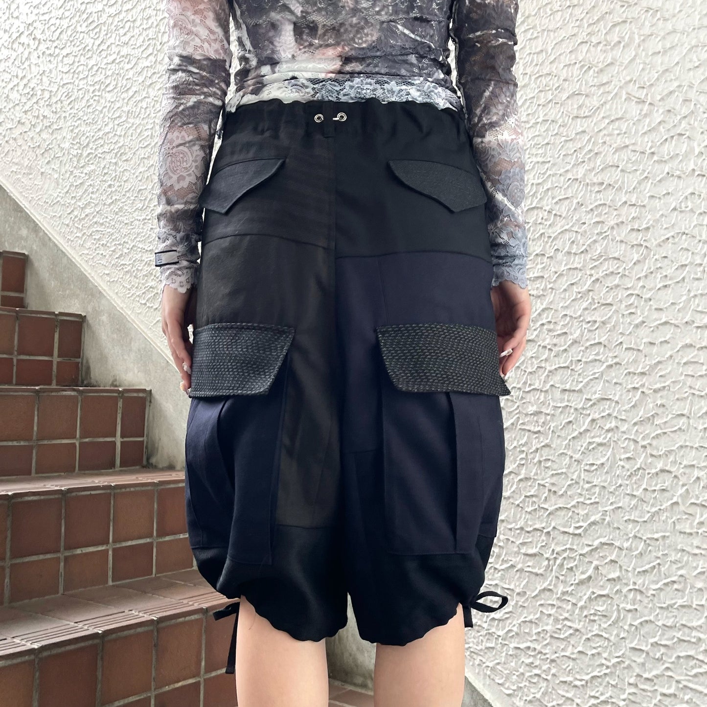 SUIT RECONSTRUCTED DOCKING PANTS / BLACK / スーツドッキングスウェットパンツ