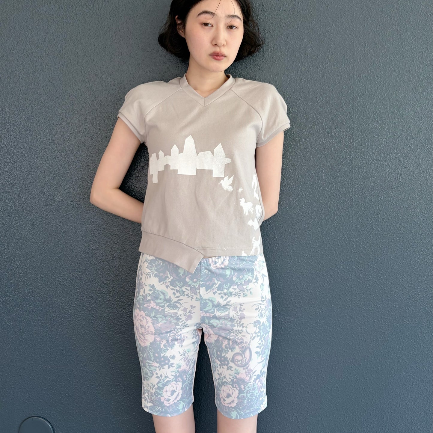 print medium shorts / flower / プリントミディアムショーツ