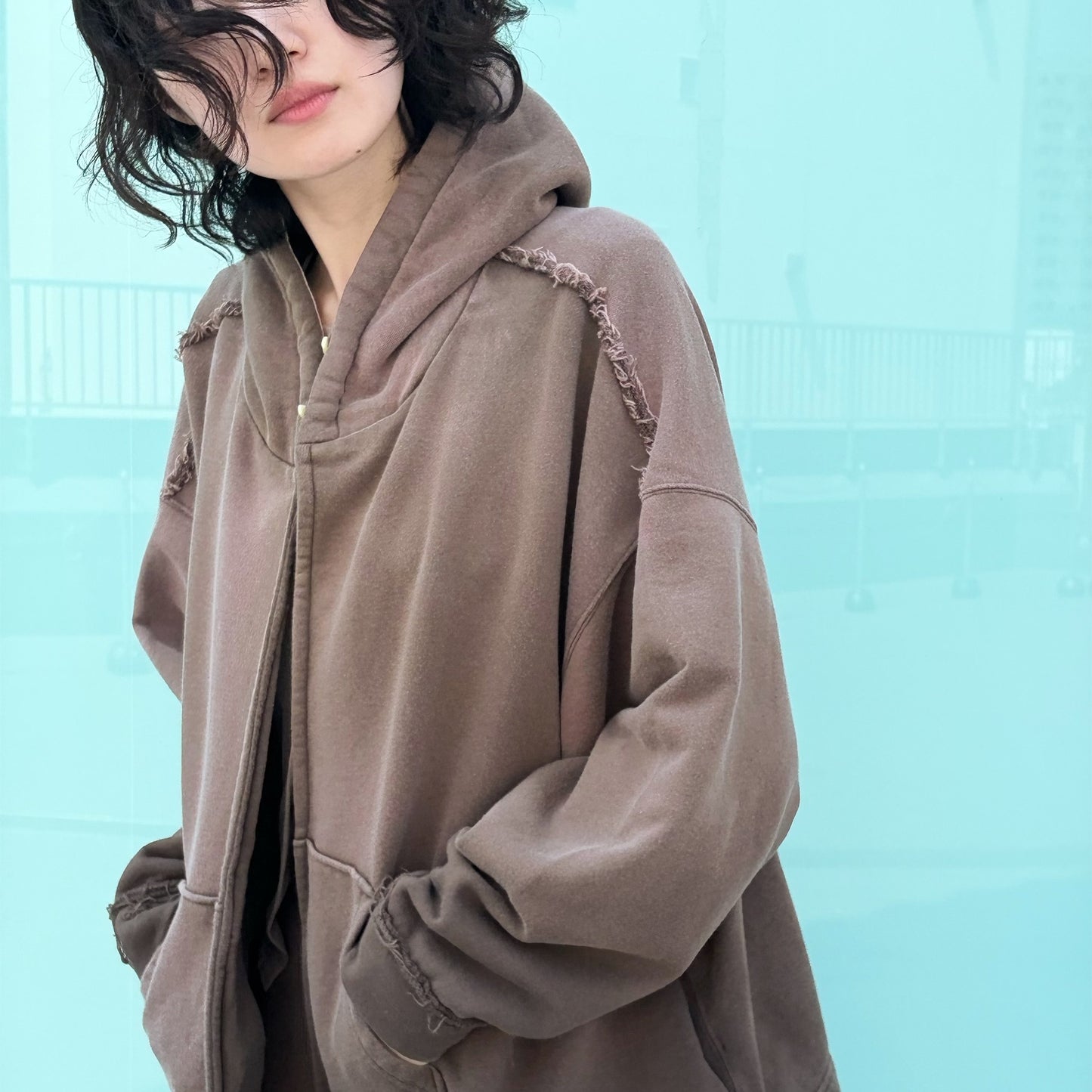Bleach waves hoodie / DUST BROWN / ブリーチフーディー