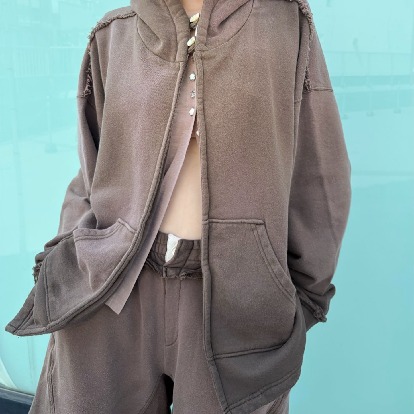 Bleach waves hoodie / DUST BROWN / ブリーチフーディー