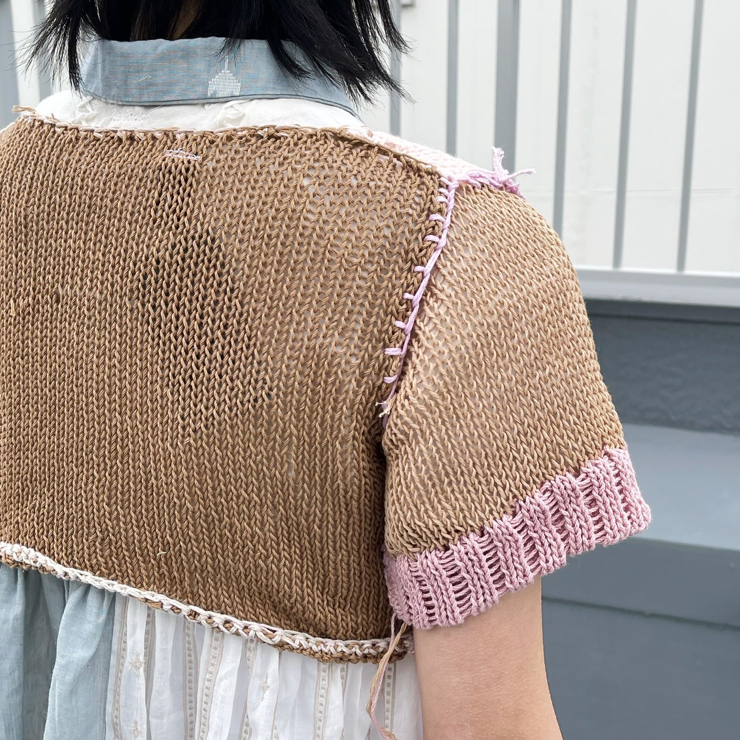 pinkcrochet top / Beige×Pink / ピンククロシェトップ