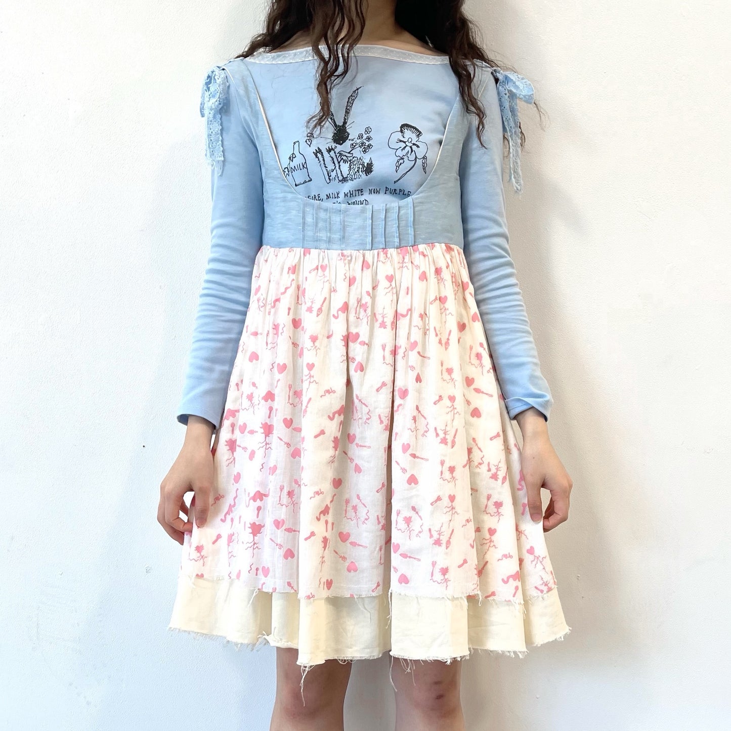 Ella pink sky mini dress / プリントミニドレス