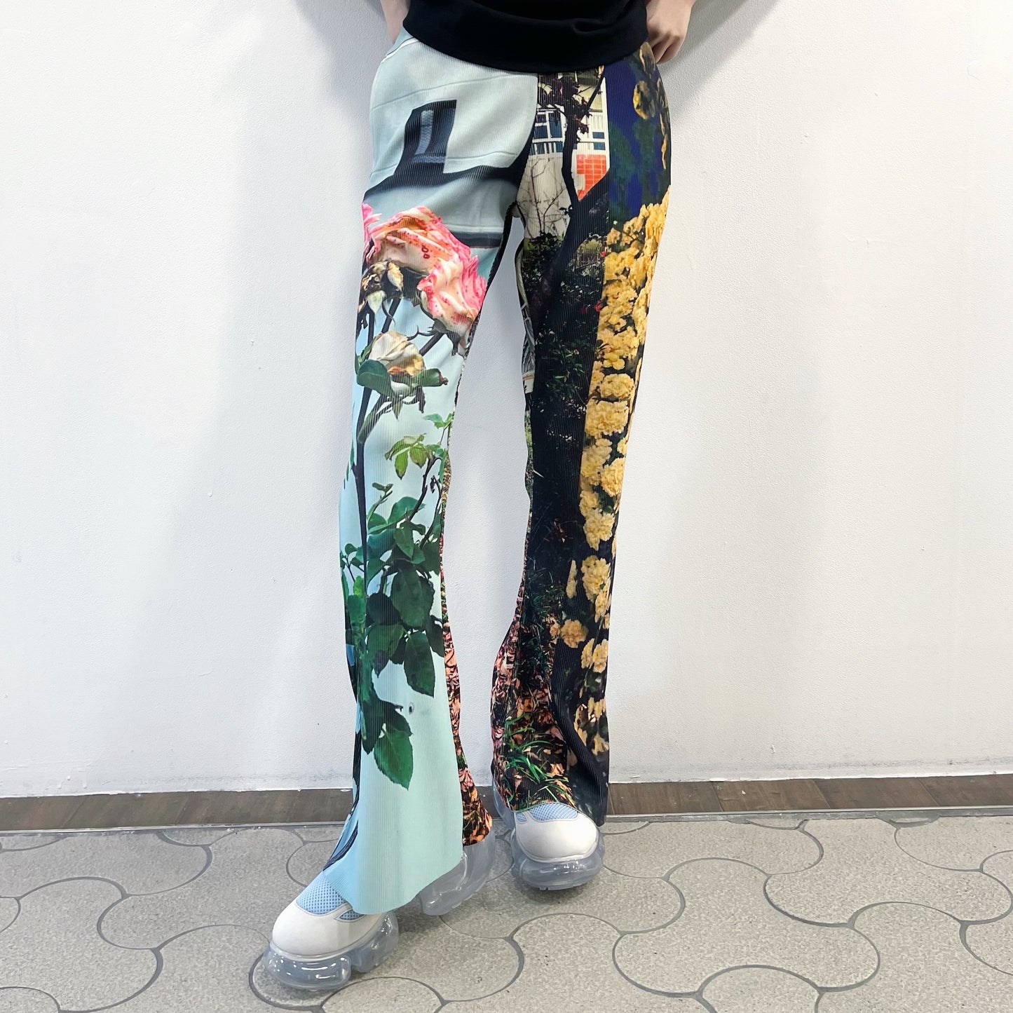 PRINT RIB FLARE PANTS / COLLAGE / プリントリブフレアパンツ