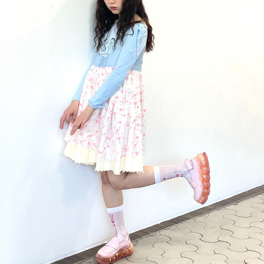 Ella pink sky mini dress / プリントミニドレス