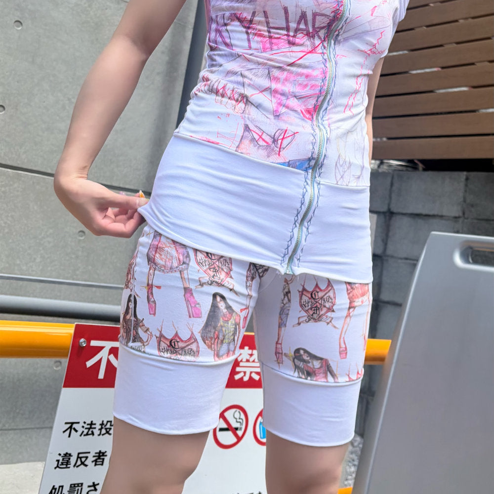 Shorts / white / プリントショーツ