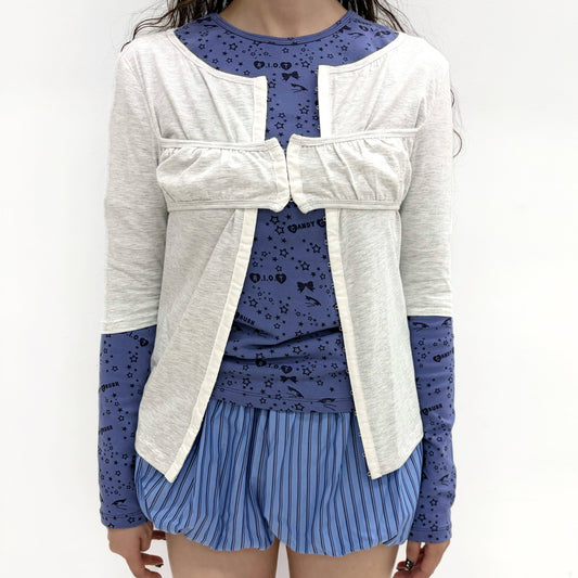 [fa.er.ie] bralette half cardigan / light grey / レイヤードカーディガン