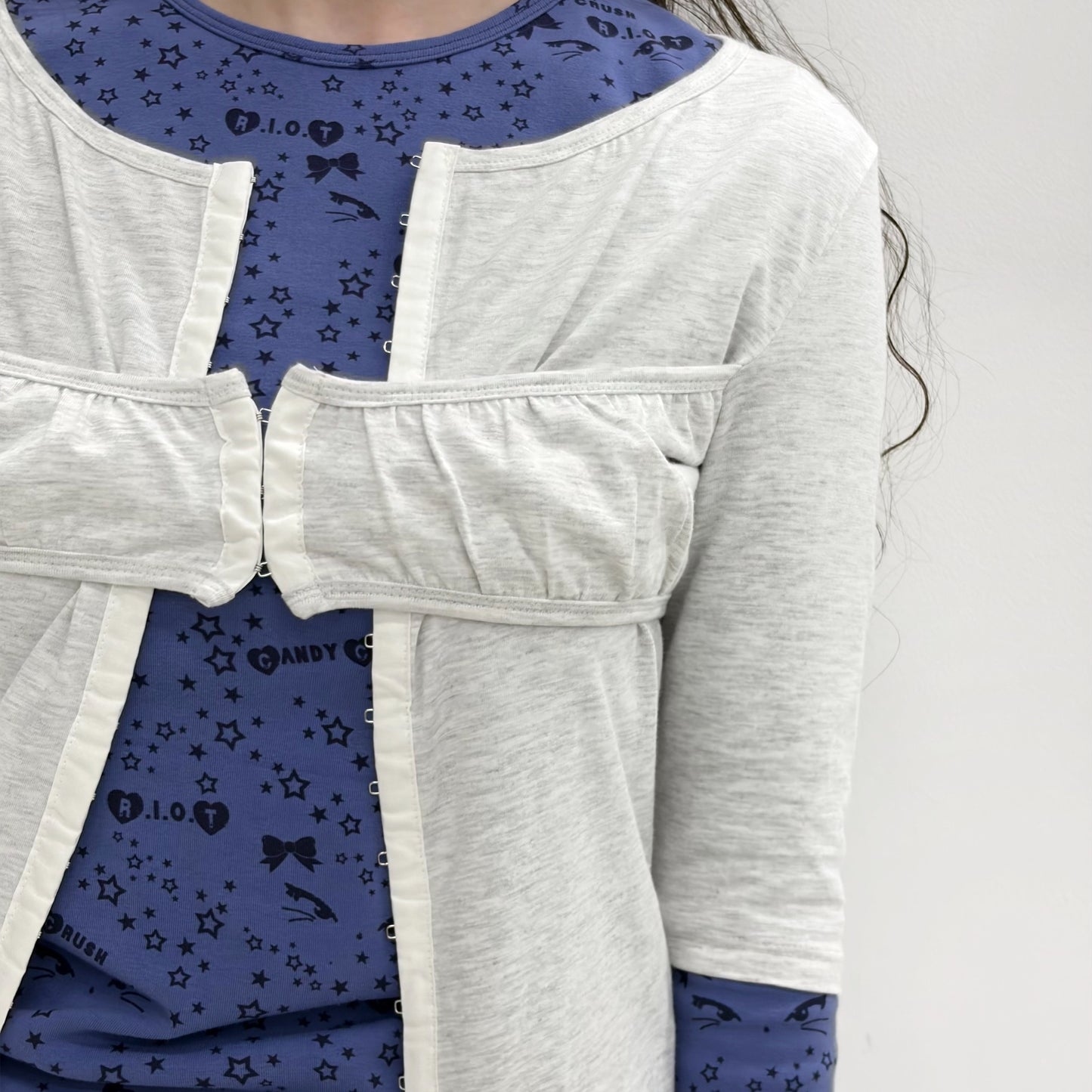 [fa.er.ie] bralette half cardigan / light grey / レイヤードカーディガン