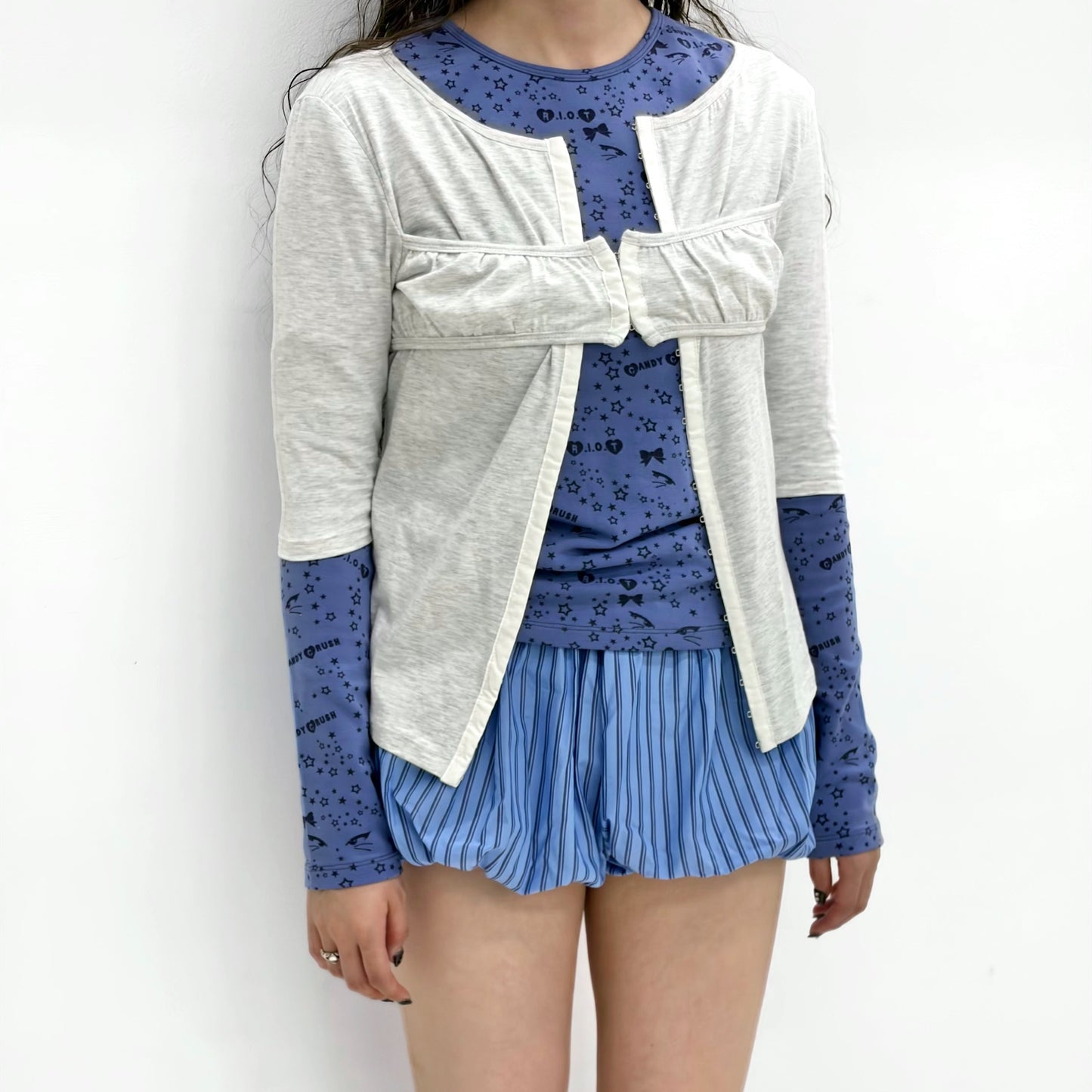 [fa.er.ie] bralette half cardigan / light grey / レイヤードカーディガン