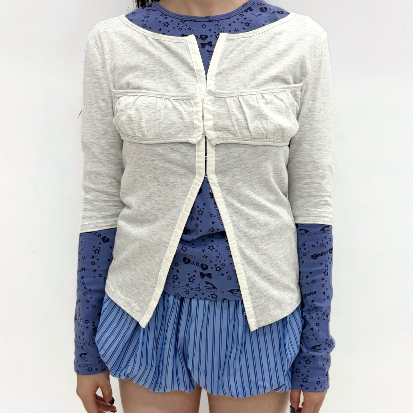 [fa.er.ie] bralette half cardigan / light grey / レイヤードカーディガン