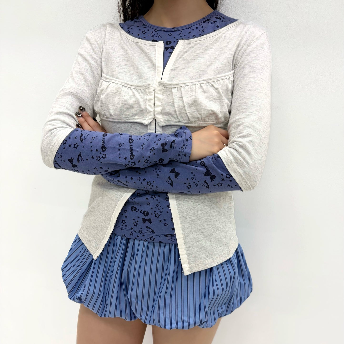 [fa.er.ie] bralette half cardigan / light grey / レイヤードカーディガン