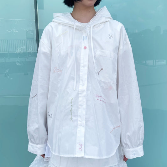 Jolie laide yearbook shirt / Embroidered / 刺繍フーディーシャツ