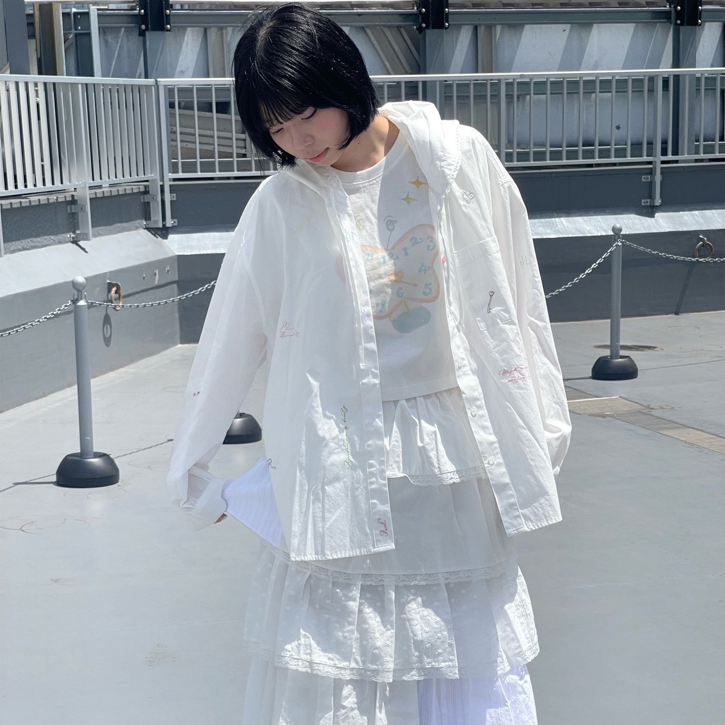Jolie laide yearbook shirt / Embroidered / 刺繍フーディーシャツ