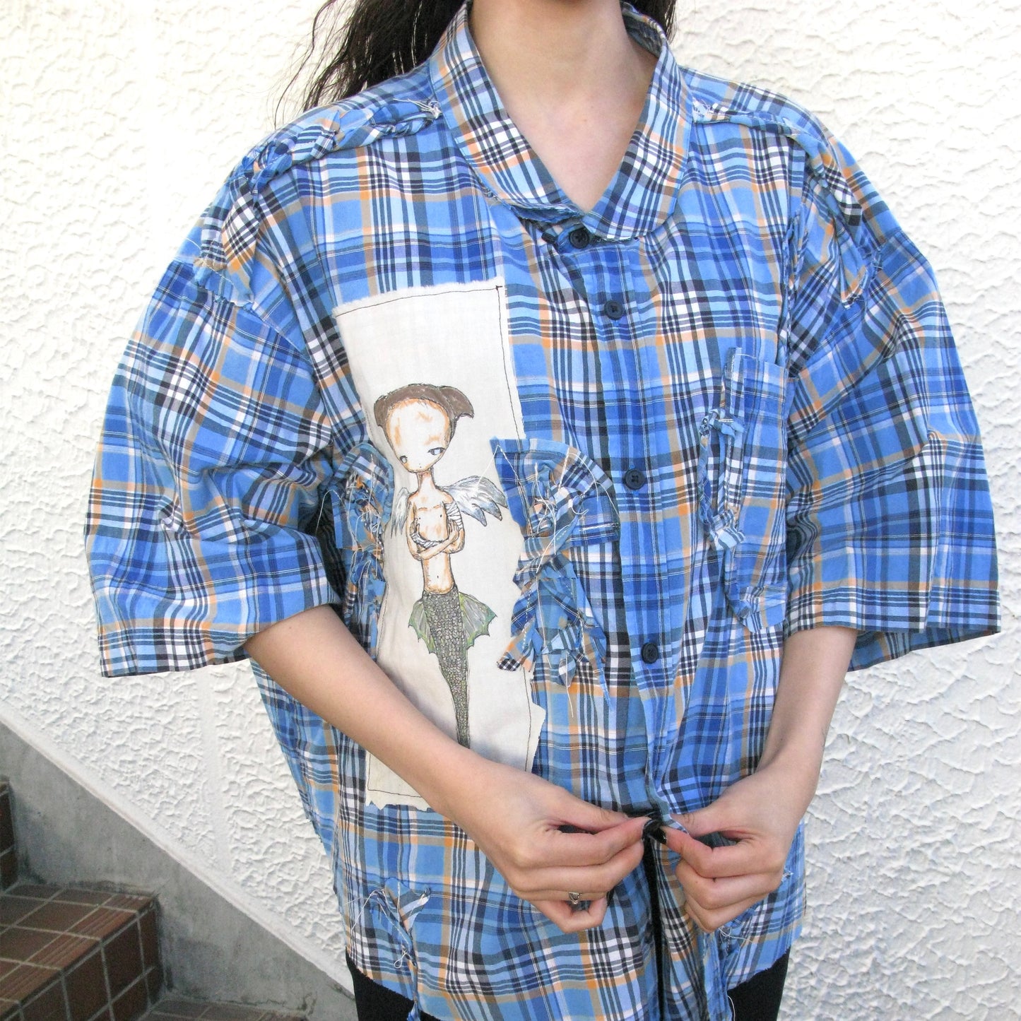 trust teji x TONII MONDO collabolation ★ Bond check shirts / Blue / ボンドチェックシャツ